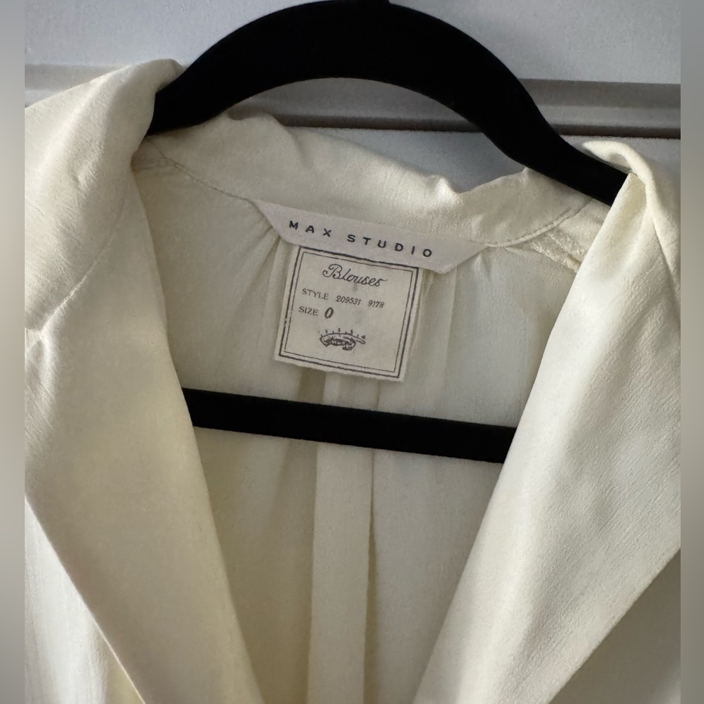 Max studio Ruffled Cream Button-Front Bodysuit Top - Picture 3 of 5